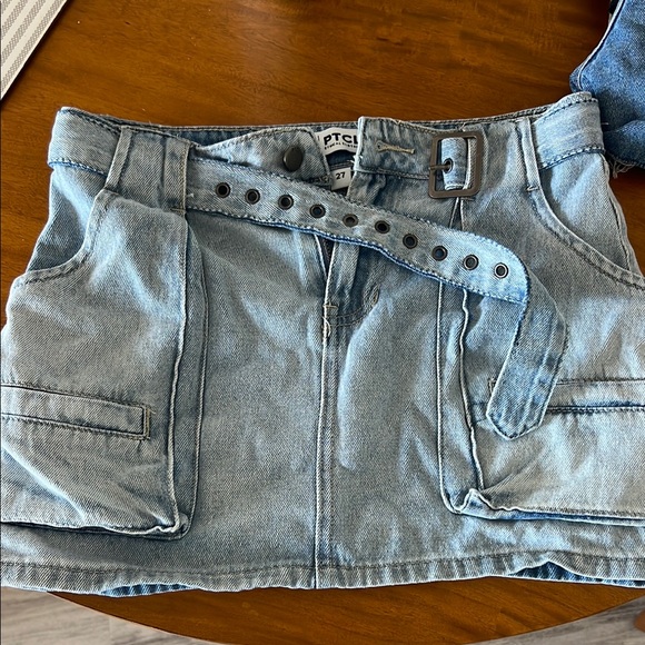 Denim Mini Skirt - Light Blue - Picture 1 of 4